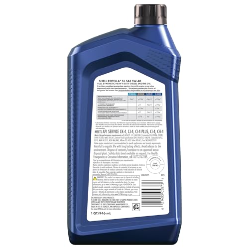 Image of Shell Rotella T6 Full Synthetic 5W-40 Diesel Engine Oil, 1 Quart (6 Pack)