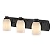 3-Light Wall Mounted Vanity Light in Bronze Finish with White Art Glass