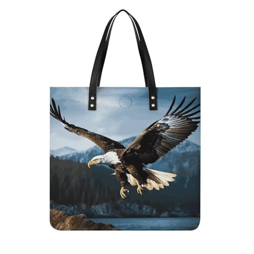 Eagle at Hunting Work Tote Bag for Women Leather Shoulder Bag with Magnetic Buckle Purse And Handbags