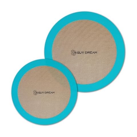 GUYDREMAT 8-Inch & 9-Inch Silicone Baking Mats Set of 2 - Heat-Resistant, Non-Stick Surface, Ideal for Cakes, Pizza, Pastries, Sourdough, Compact Storage, Compatible with Air Fryers Cover