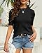Bodosalia Womens Puff Short Sleeve Sweater Casual Summer Crew Neck Pullover Tops Ribbed Knit Sweater Blouse Black