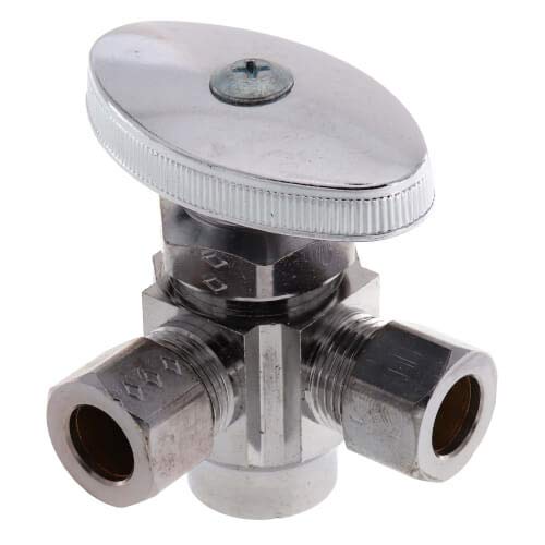 1/2" Nominal Sweat x 3/8" OD Compression x 3/8" OD Compression Angle Supply Stop (Chrome)