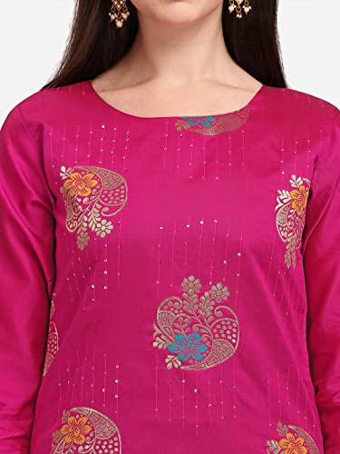 Image of VredeVogel Cotton Silk Blend Straight Embroidery Kurta Pant and Dupatta Set for Women