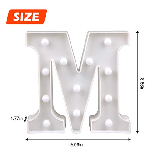 Image of Newly Upgrade Led Letters Numbers Lights Battery Powered,26 Alphabet & Arabic Numerals 0-9 Warm White Decorative Marquee Lamps with Remote Control for Switch Timer Dimmable for DIY Decor (Letter-M)