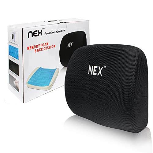 Back Cushion Gel Memory Foam Cushion for Back Pain Relief Home Use Lumbar Pillow Back Support Mesh Pad for Office Clerk, Driver, Game Player