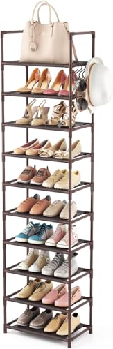 Vicye Schuhregal mit 10 Ebenen, Schuh-Organizer für 20-25 Paar Schuhe, offener Schuhschrank hoch, Schuhständer schmal, Schuhaufbewahrung,für Flur,...