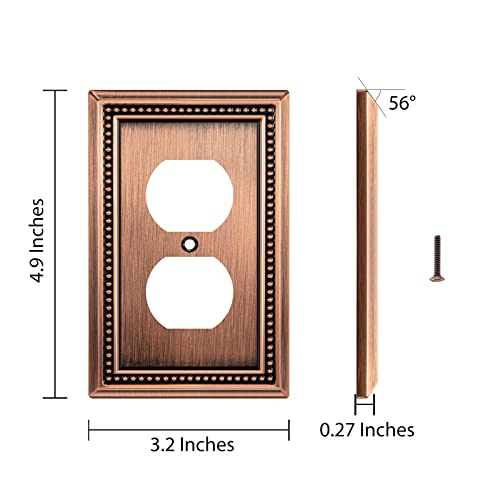Image of Henne Bery Sunken Pearls Heavy Duty Decorative Wall Plate Switch Plate Outlet Cover (Single Duplex, 2 Pack, Antique Copper)