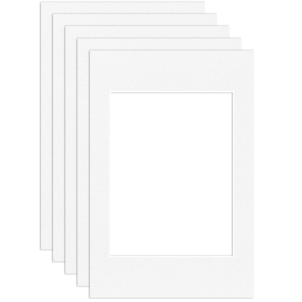 Procut Global 6x4" White Picture Mounts Board to Fit 4x3" Aperture Size - Photo Mount Card Ideal for Prints, Artwork, Crafts & Certificates - Sizes & Colors Available - Pack of 5