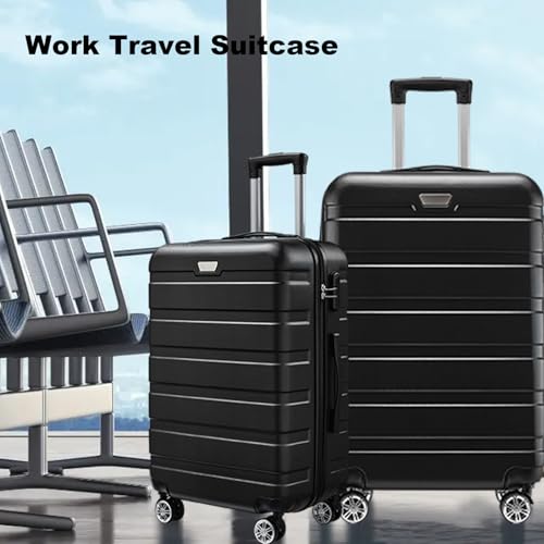 Suitcase Set 3 Piece, 20/24/28 Inch Luggage Suitcase Set, Hard Shell Luggage with Spinner Wheel, TSA Lock Luggage Suitcase (Black)3