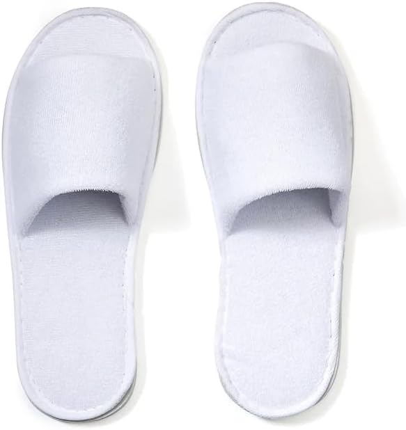World Amenities | 100 Pairs | Premium Spa Slippers Bulk Unisex | Open Toe, Individually Wrapped | Hotel Travel Amenities, Ultra Soft, Disposable Guest Slippers - White