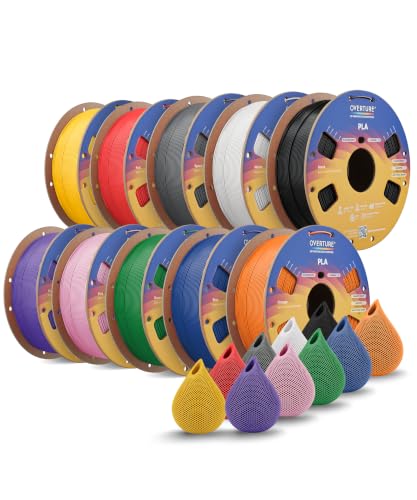 Image of OVERTURE 10KG Bundle High Speed PLA Filament 1.75mm, Neatly Wound 3D Printer Filament 10 Pack 1kg Spool (2.2lbs) Rapid PLA, Fit Most FDM 3D Printers (10 Color P0)