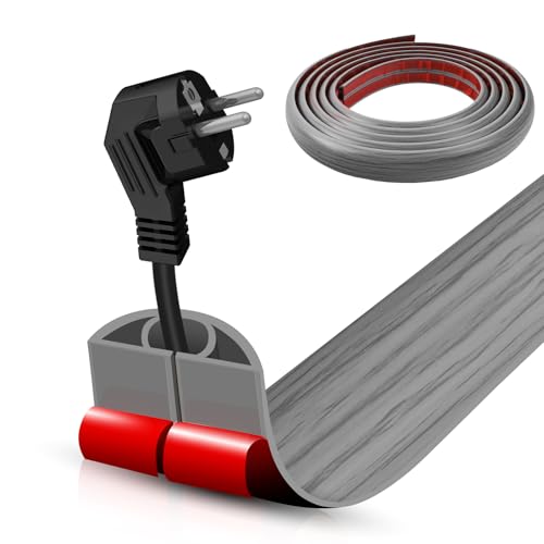 Floor Cord Cover Self Adhesive Cord Hider 10FT Cable Management Extension Strip Protector for Wires Prevent Cable Trips for Offices Gyms Exhibitions Cavity:0.39(W) x 0.27(H) Gray Wood