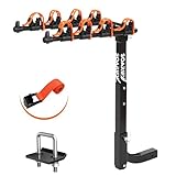 Soarify Bike Rack for Car, SUV, RV, Mount Hitch Bike Back 4, Up to 143 lbs Load Bicycle Rack Carrier Rubber Straps, Tilt Release with 2' Hitch for Cars (4BIKES)