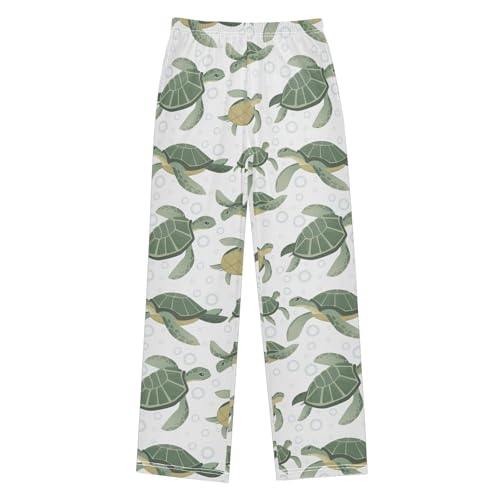 Boys' Pants Big Green Sea Turtle Bubbles Long Bottoms Jogger Pants Elastic Waist Trousers with Pockets S-XL