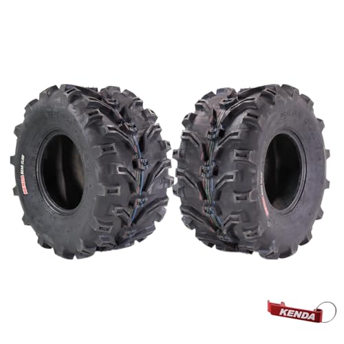 Kenda Bearclaw K299-25x12.5-10 Rear Tires for All Terrain (ATV) UTV and Side by Side (SxS) Vehicles - 6-Ply - Bear Claw 25x12.5x10 with Kenda Keychain (2-Pack)