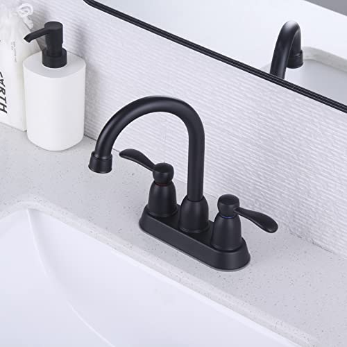 Black Bathroom Faucets, 2 Handle Bathroom Sink Faucet, 4-Inch Centerset Bathroom Sink Faucet With Pop Up Drain And Water Supply Lines #TOP6