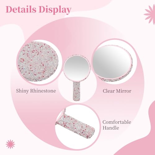 Miroir de poche en strass blanc lot de 2 avec double face précise - 7