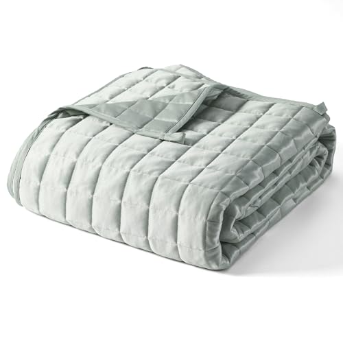 YnM Cooling Weighted Blanket for Adults, 30lbs Heavy Bed Throw Comforter with 100% PE Fabric, Ideal for Hot Sleepers or Summer Days(88x104 Inches for Queen/King Bed, 30 Pounds, Green)