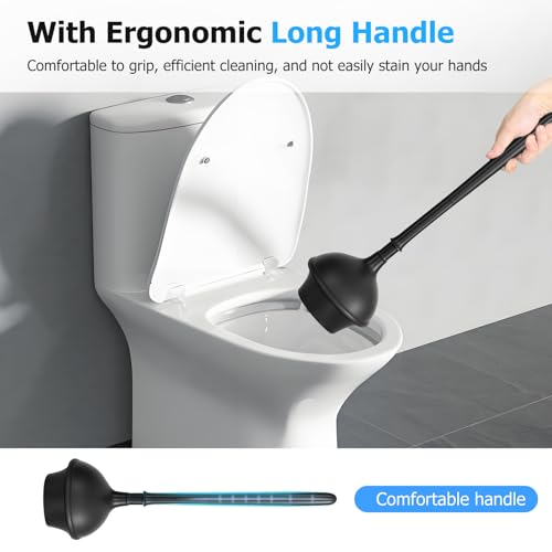 2 Pack 2 in 1 Toilet Brush and Plunger Set, Bathroom Cleaning, Black, by LQCHETOU - Used condition - Image 6