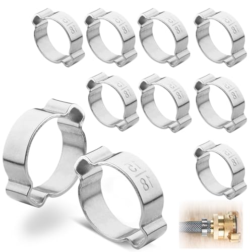 GHPKOTW 10 Pezzi Fascette Stringitubo A Vite Senza Fine Regolabili, Fascette Stringitubo A 2 Orecchie In Acciaio Inox Per Tubo Benzina Birra (9-11Mm)