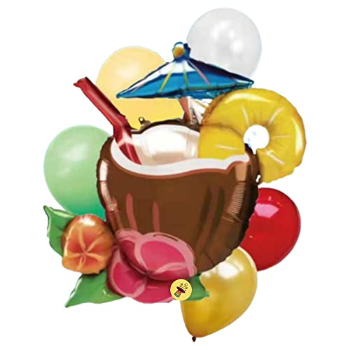 Image of Atpata Funky Fruit Theme Foil Balloon Combos (Coconut) Multicolour
