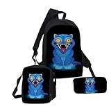 K POP De-Mon H-Hunters Schulset – 3-teiliges Set mit Rucksack Huntrix, Umhängetasche & Federmäppchen, Anime Schulrucksack K-Pop Huntrix Jungen & Mädchen, Unisex Tasche für Schule, Freizeit & Reisen