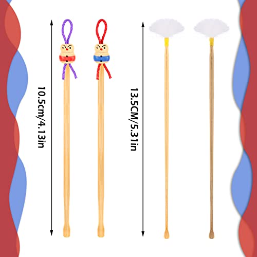 8 Pcs Bamboo Ear Picker Ear Cleaning Spoon Cute Doll Goose Feather Wood Pick Chinese Scraper Wax Removers Cleaning Tool for Adult (Cute Style,105mm, 135mm) - Image 3