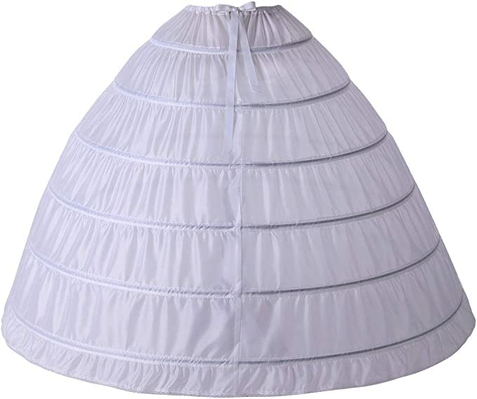 hunny- bunch HUNNY- BUNCH® Women's Laminated Taffeta/Polyester Lining Crinoline Petticoat 6 Hoop Gown Half Slips Underskirt for Wedding Bridal Dress (White, Free Size)-picture-33