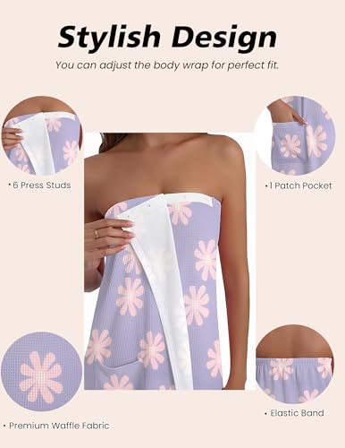 Image of Ekouaer Waffle Robes For Women Bath Wraps Lightweight Knee Length Soft Shower Robe with Pocket S-L