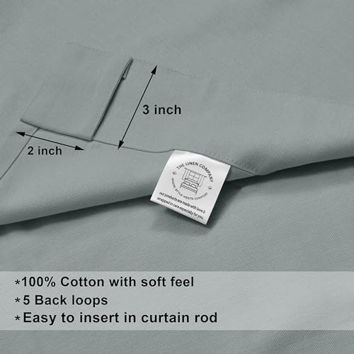 Image of THE LINEN COMPANY Cotton Curtains 7 Feet Long for Door, Solid Duck Canvas Curtains, 7ft Set of 2, Light Grey