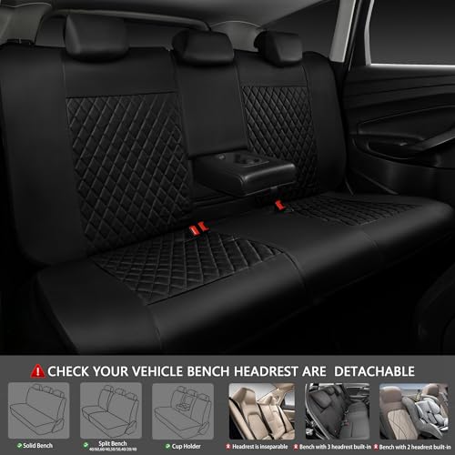 Image of CAR PASS Mint Leather Seat Covers Full Set-Universal Quilting Cute Girly Car Seat Cover with 5mm Composite Sponge Inside,Airbag Compatible,2zipper Bench for Most Sedan,SUV,Truck(Full Set,Mint)