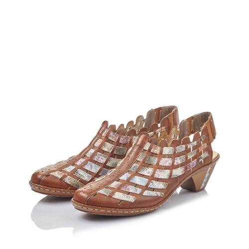 Rieker 46778 Sina Women's Heels - Sling-Backs, Leather Upper, Hand-Woven Design, Anti-Stress Comfort, Flexible Sole, Secure Fit, and Timeless Everyday Style4