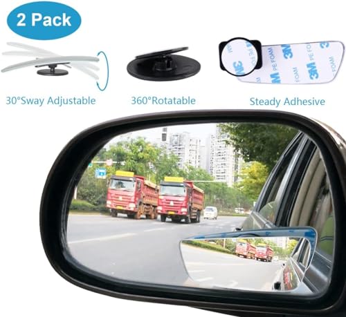 Image of Kitbest Rear View Mirror - Interior Clip On Panoramic to Reduce Blind Spot - Universal Wide Angle for Cars, SUV, Trucks - Flat - Bonus 2 PCS Blind Spot Mirrors