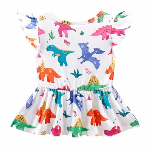 Image of Girls Summer Outfits Toddler Baby Girls Short Sets 2 Piece Clothing Set Flutter Sleeve Shirt and Short 2-7 Years