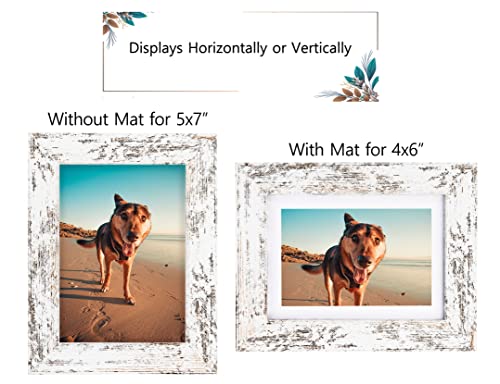 Califortree-Rustic-White-5x7-Picture-Frame-Display-Photos-4x6-with-Mat-or-5x7-Without-Mat-Real-Glass-Frames-for-Wall-and-Tabletop-Set-of-2