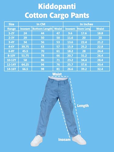 Image of Boys Cotton Full Length Front Cut Sew Cargo Pant with Bottom Tab