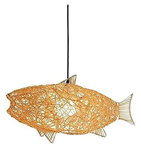Plafonnier dome en rotin haut de gamme luminaire suspendu design poisson E27