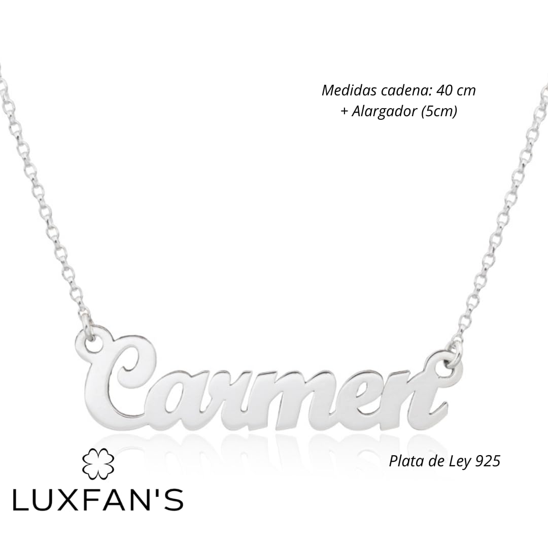 Collar Personalizable con Nombre en Plata de Ley 925 para Mujer - Detalle precioso personalizado para regalo de Navidad, Día de la Madre, Cumpleaños Hecho en España (Clásico)