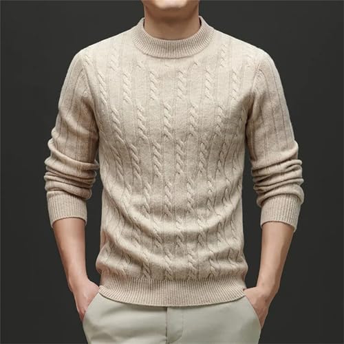Men’S Casual Thick Wool Pullover Sweater Long Sleeve Mock Neck Solid Warm Knit Jumper Tops3