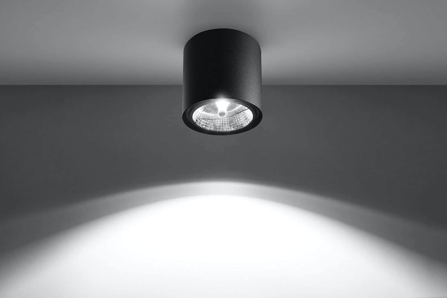 Okrągła lampa sufitowa czarna Ø 12 cm wys. 11 cm mała metalowa GU10 spot lampa sufitowa korytarz salon