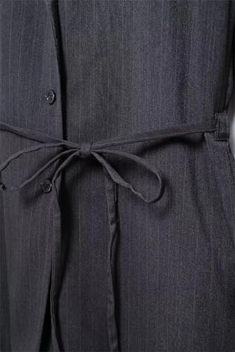 Women's Stripes Lace Up Blazer Jackets with Belt Fashion Long Sleeve Business Slim Button Down Suit Coat4