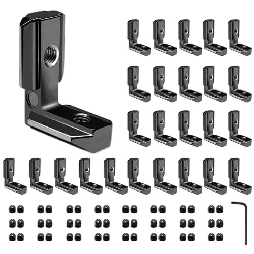 Image of 26pcs Seekliny 4040 Extrusion Connector Bracket Joint Extruded Aluminum Hardware T-Slot Accessories V-Slot with Screws for 8020 Aluminum Profile 3D Printer Accessories Black