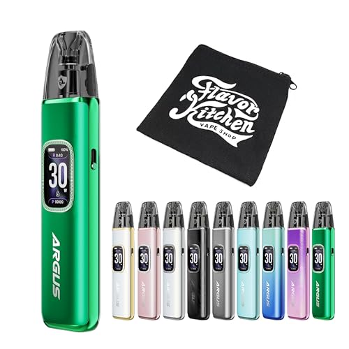 【V2カートリッジ搭載】VOOPOO ARGUS G3 Pod Kit ブープー アーガス ジー3|電子タバコ VAPE 本体 スターターキット 1500mAh 3ml FlavorKitchenオリジナルポーチ同梱 (Moss Green)