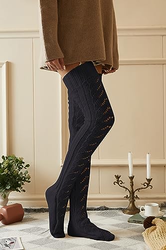 Image of Pcavin Thigh High Socks for Women, Long Cable Knit Over Knee Boot Stockings | Extra Long Fit, Cable Knit Texture, Warm Thick Knit, Winter Boot Socks, Cozy Leg Warmers, Sweater Sock Style