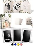 ABDRUCKZAUBER Original Baby Abdruckset 0-6 Monate I schwarzes Handabdruck Set & Fußabdruck Baby I Personalisiertes Geschenk Baby I Inkl. 3 Stempelpads, 3 Abdruckkarten & 1 liebevolle Faltkarte