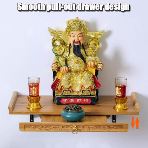 Mesa de Altar Budista de Pared de Bambú Nogal de 40x26 cm 4