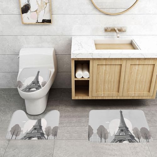 Tapis antidérapants Tour Eiffel pour toilettes et coiffeuse
