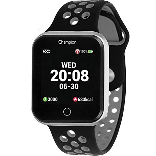 RELOGIO SMART WATCH CHAMPION UNISSEX BLUETOOTH CH50006C PRATA COM PULSEIRA PRETA COM CINZA