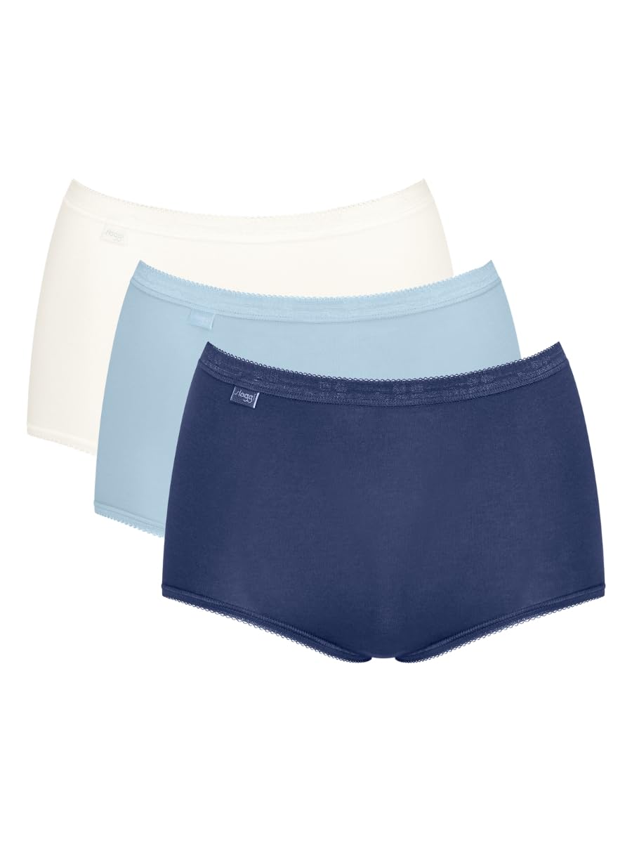 Sloggi Women's White / Light Blue / Navy Basic+ Maxi 3 Pack Briefs White/Light Blue/Navy Multi M - 12