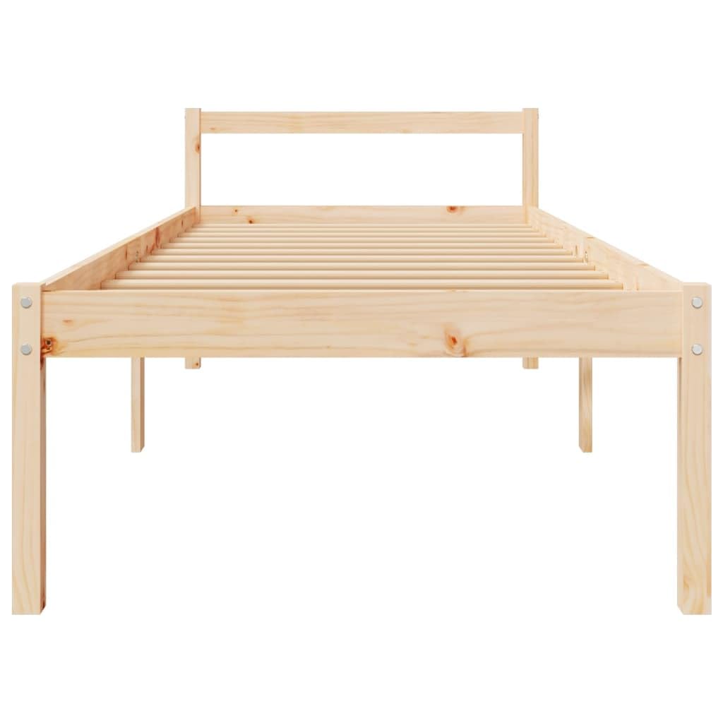 Massivholz Kiefer Seniorengerecht 45cm Sitzhöhe Stauraum Braun 75x190 cm | Seniorenbett 75x190 cm Massivholz Kiefer Bettgestell mit Kopfteil Hohes Bett 45cm Sitzhöhe Stauraum unter dem Bett Stabil